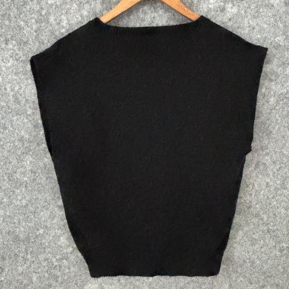 Vintage Eclectic Black Red Abstract Knit V-Neck Sweater Vest Womens L Indie Bold - Picture 3 of 7